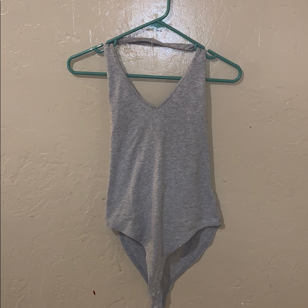 gray body suit